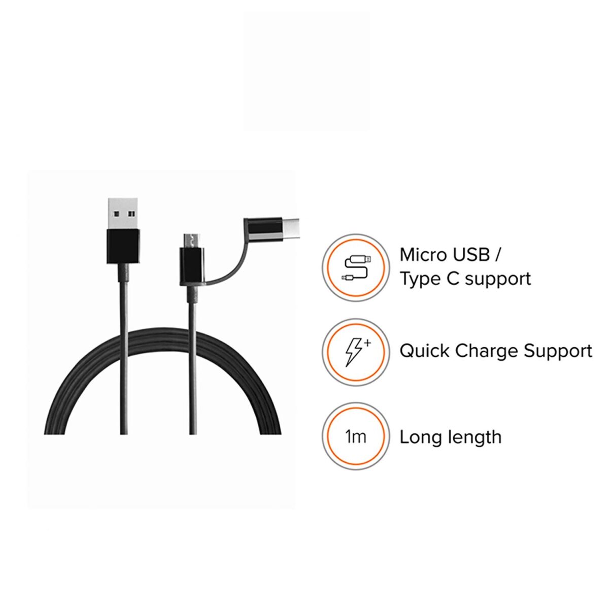 Mi 2-in-1 USB Cable (Micro USB to Type-C) 100cm - Image 3