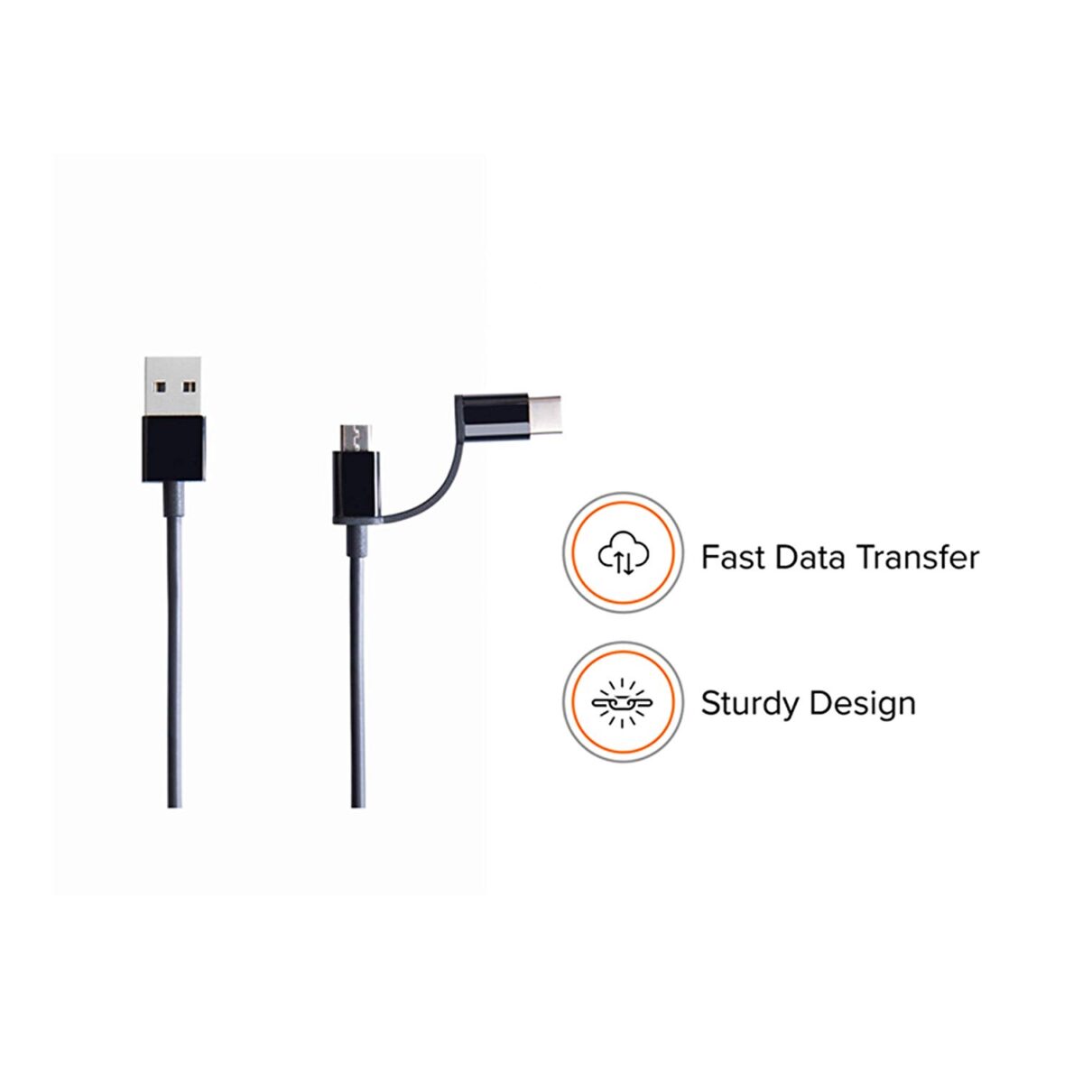Mi 2-in-1 USB Cable (Micro USB to Type-C) 100cm - Image 2