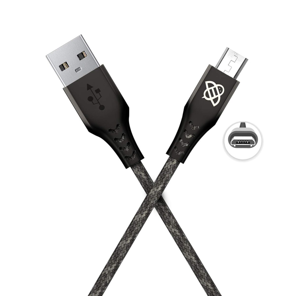 Flybot Bolt Rugged Polyester Braided Unbreakable Micro USB Fast Charging Cable (Black) - Image 1