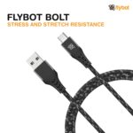 Flybot Bolt Rugged Polyester Braided Unbreakable Micro USB Fast Charging Cable (Black) - Image 5