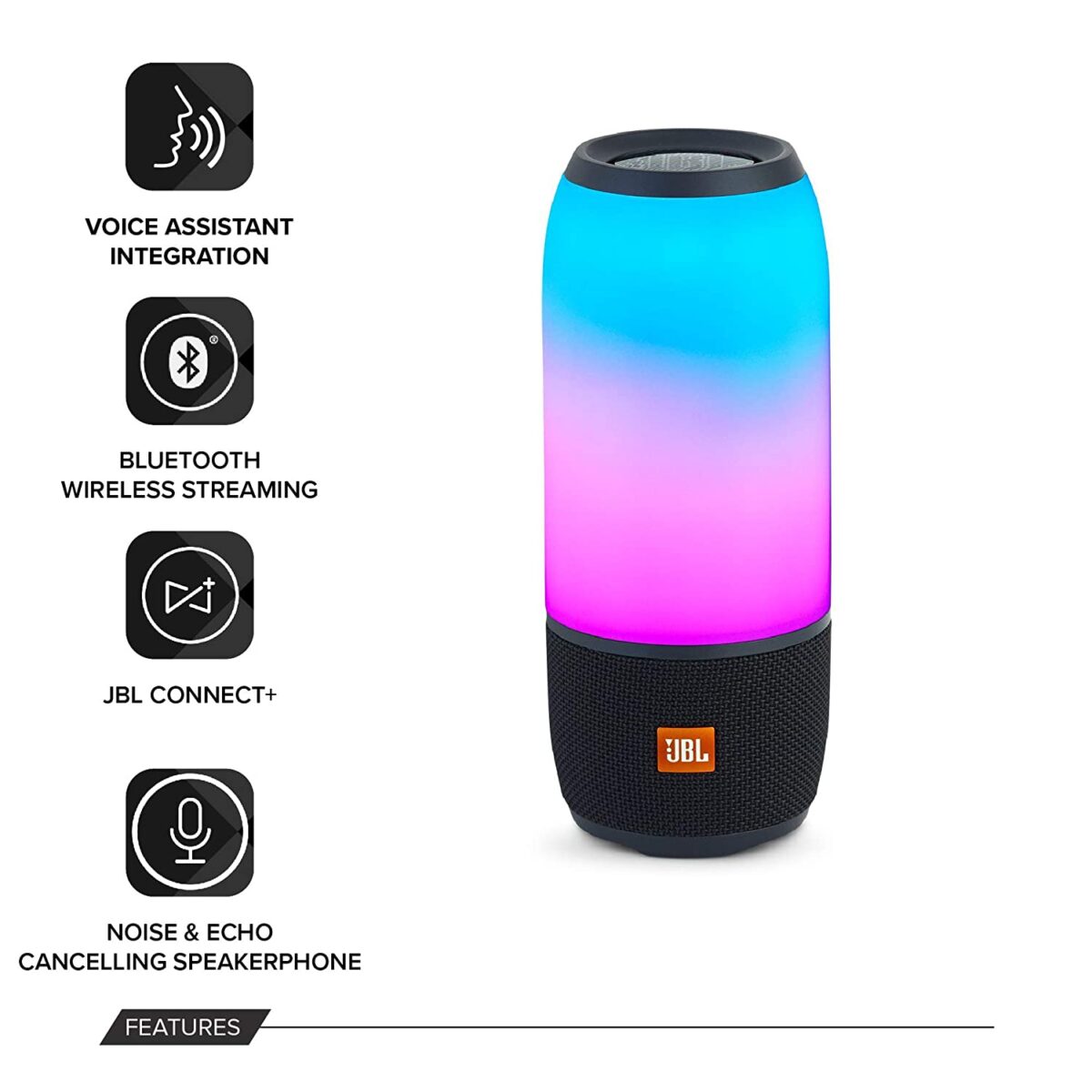 JBL Pulse 3 Wireless Portable Bluetooth Speaker (Black) - Image 2