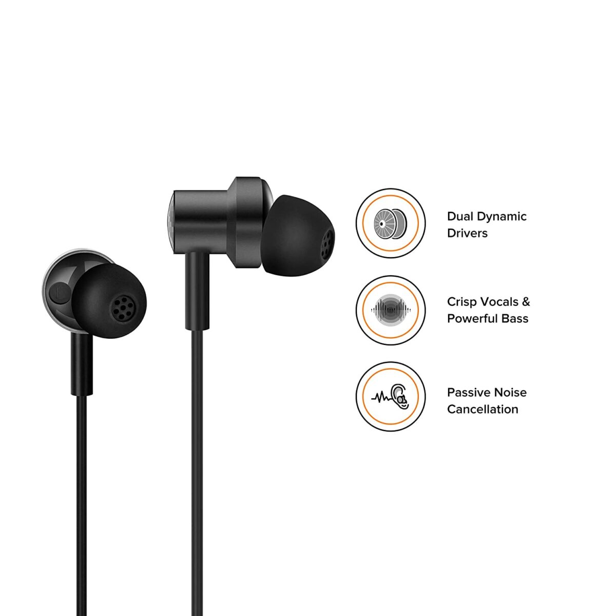 (Open Box) Mi Dual Driver in-Ear Earphones (Black) - Image 2