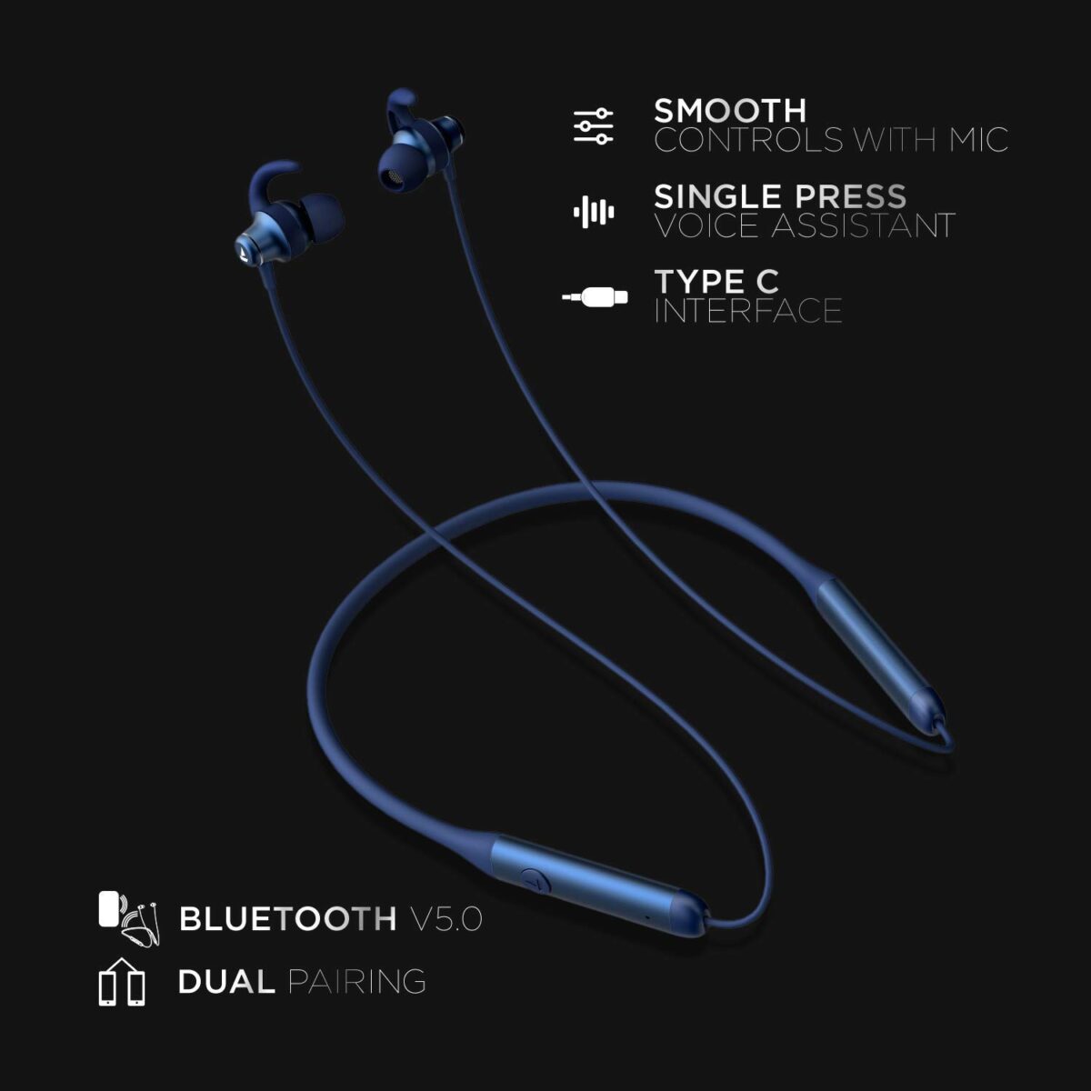boAt Rockerz 335 Wireless Neckband(Navy Blue) - Image 2