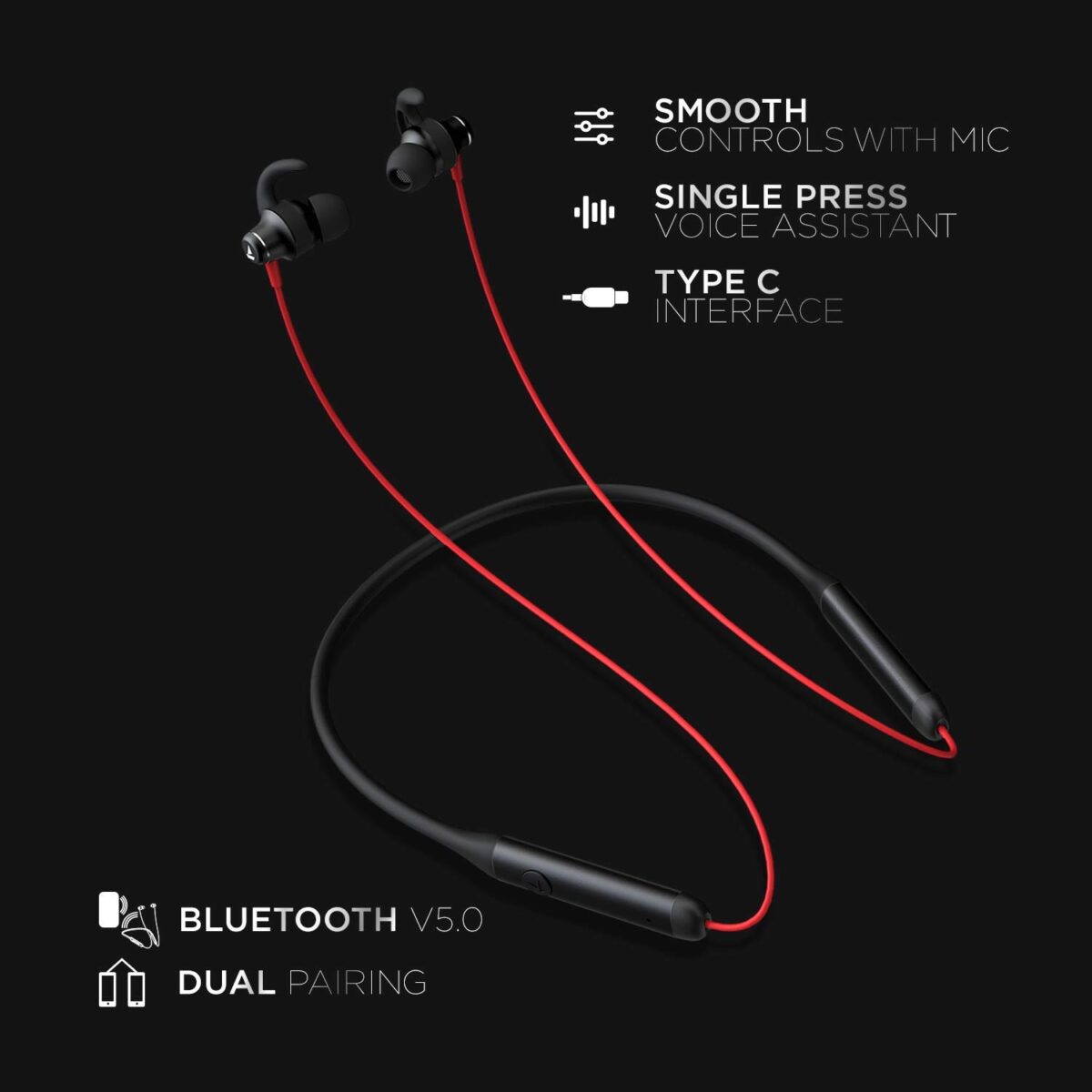 boAt Rockerz 335 Wireless Neckband(Raging Red) - Image 3