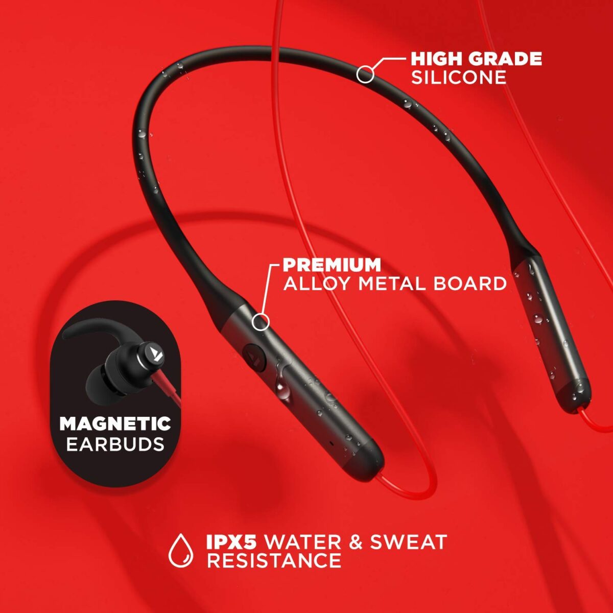 boAt Rockerz 335 Wireless Neckband(Raging Red) - Image 4