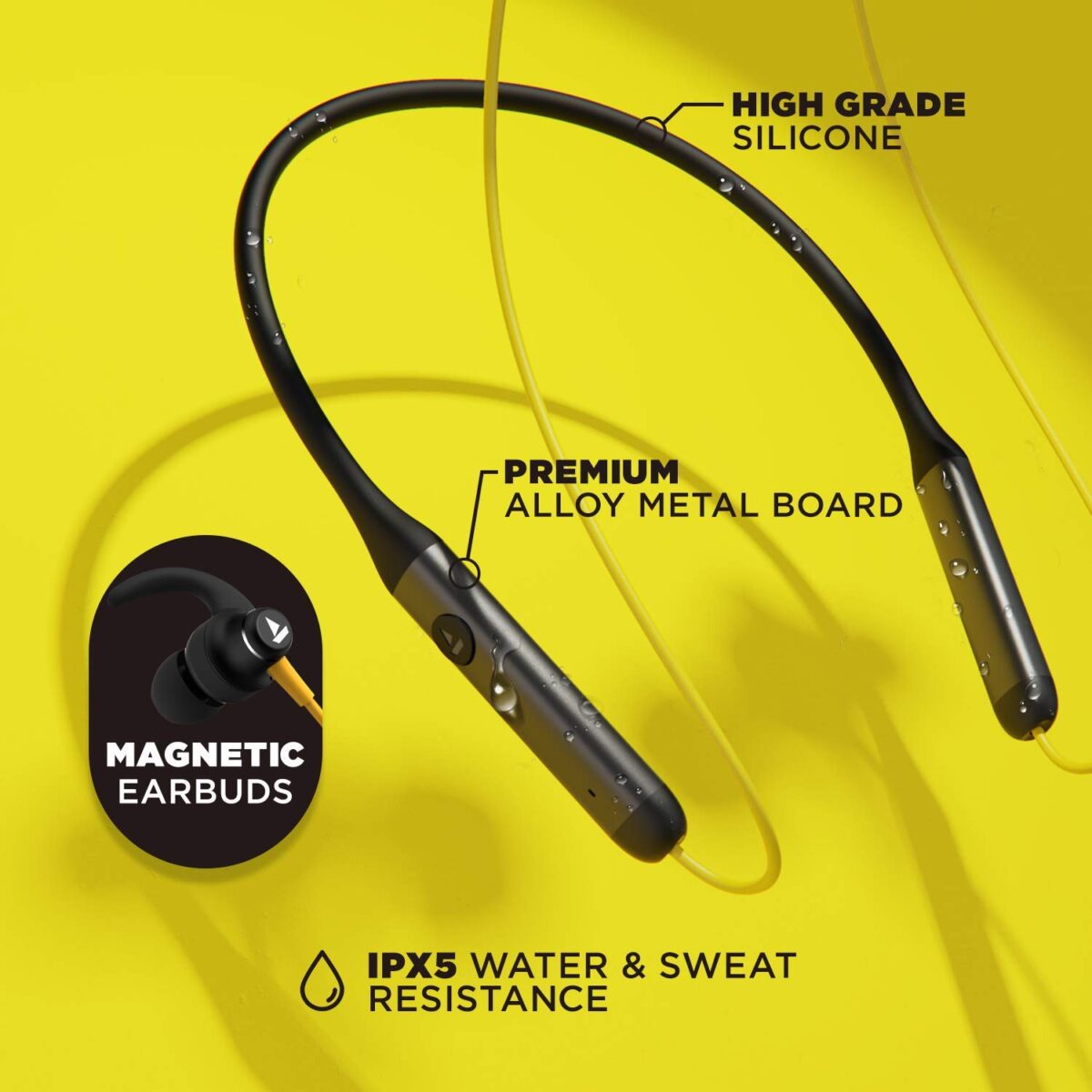 boAt Rockerz 335 Wireless Neckband(Blazing Yellow) - Image 4
