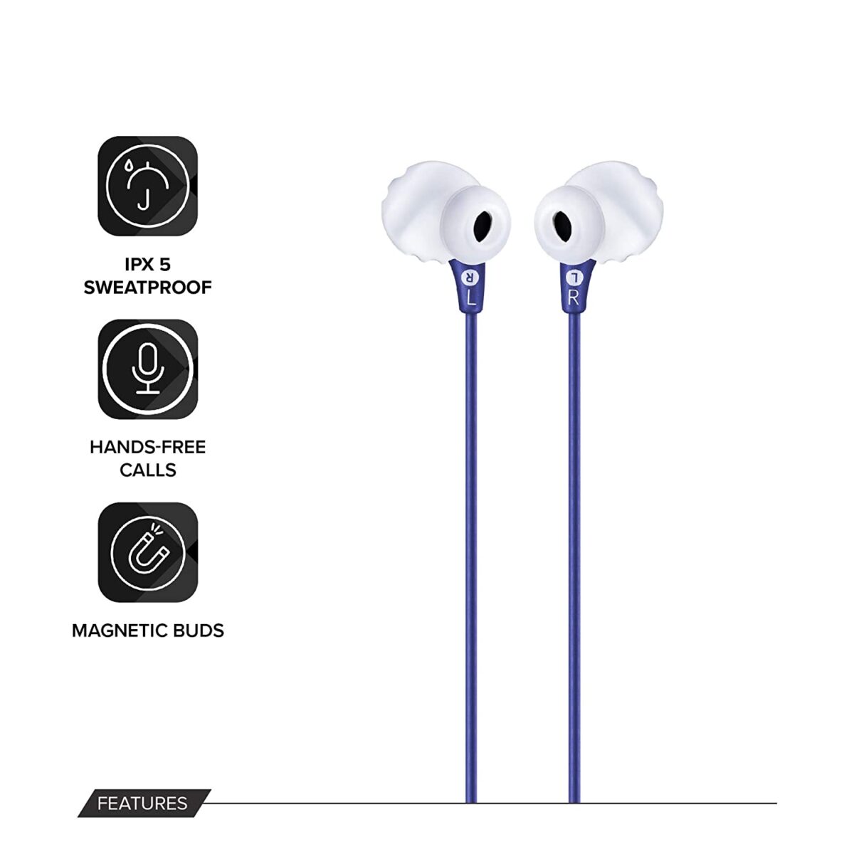 JBL Endurance Run, Sports in Ear Wired Earphones (Blue) - Image 4