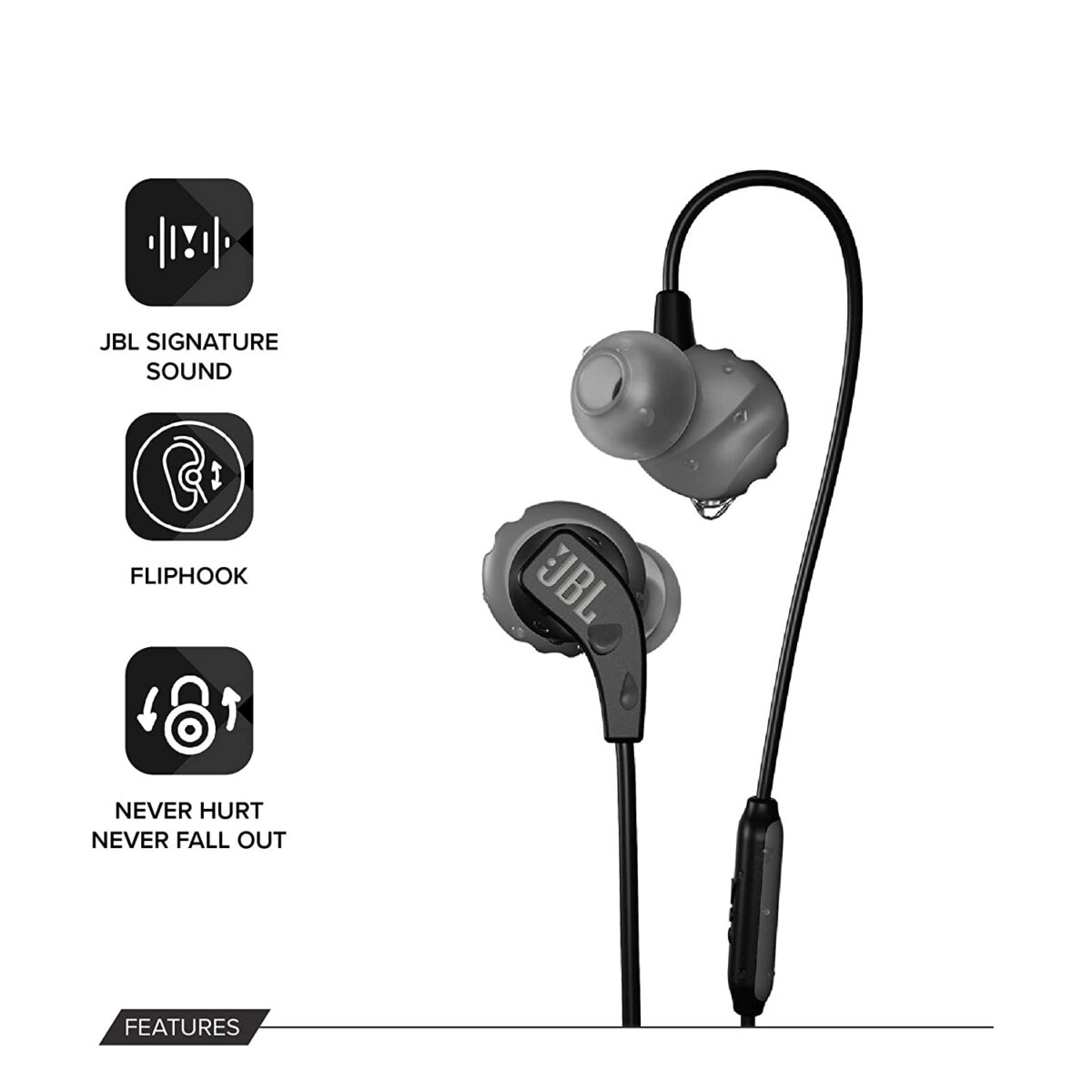JBL Endurance Run, Sports in Ear Wired Earphones (Black) - Image 7