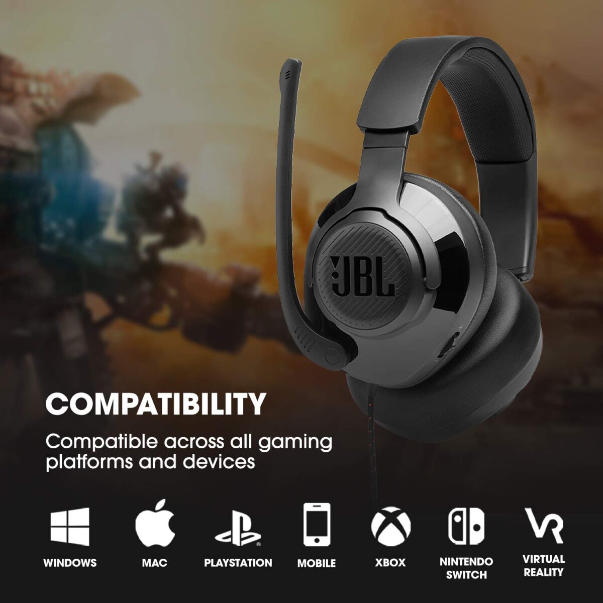 JBL Quantum 200 Wired Over-Ear Gaming Headphone - Image 2