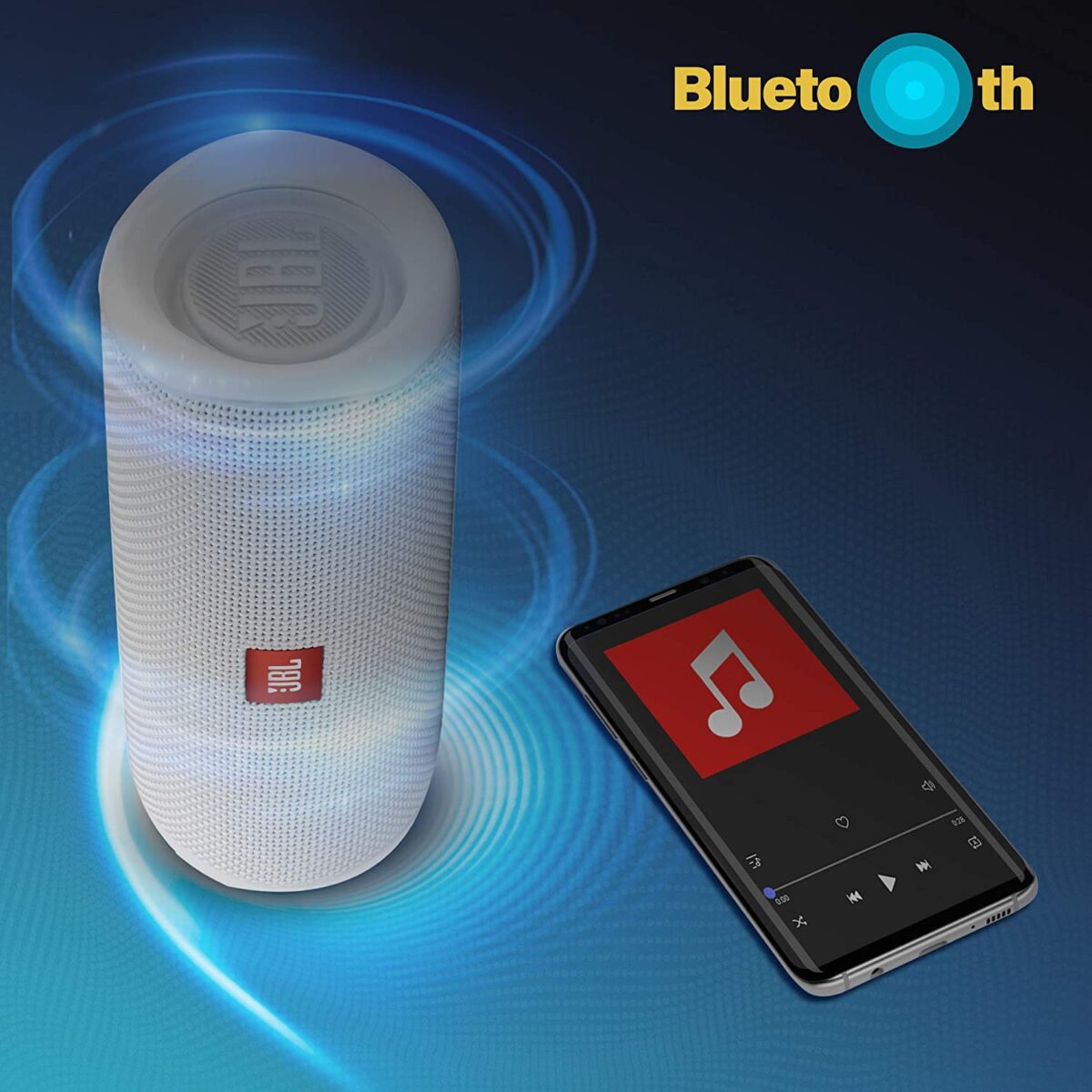 JBL Flip 5 Wireless Portable Bluetooth Speaker (White) - Image 3