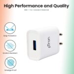 pTron Volta 12W Single USB Smart Charger with 2.4A Micro USB 1-Meter Cable,(White) - Image 2