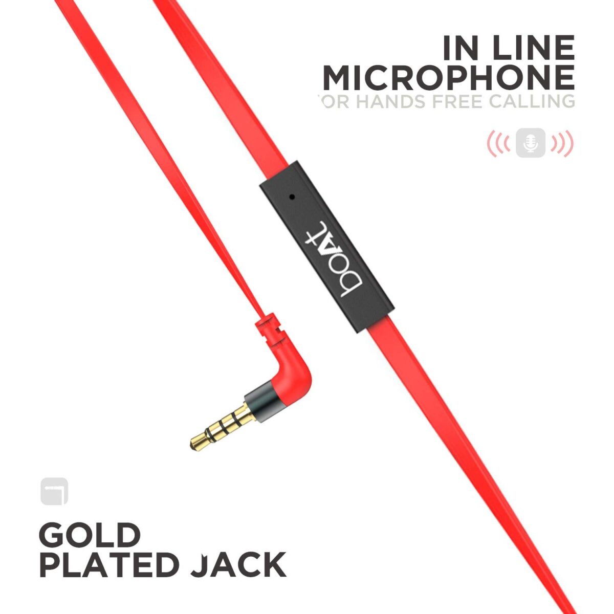 boAt BassHeads 225 in-Ear Wired Earphones with Super Extra Bass Wired Headset  (Red) - Image 2