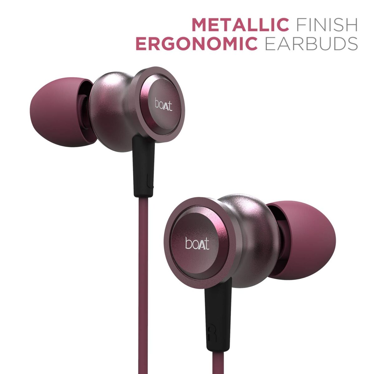 boAt Bassheads 152 in Ear Wired Earphones with Mic(Maroon Mirage) - Image 5
