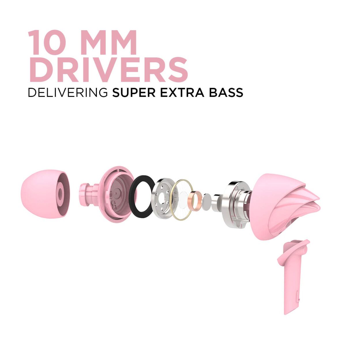 boAt Bassheads 100 Wired Earphones (Taffy Pink) - Image 3