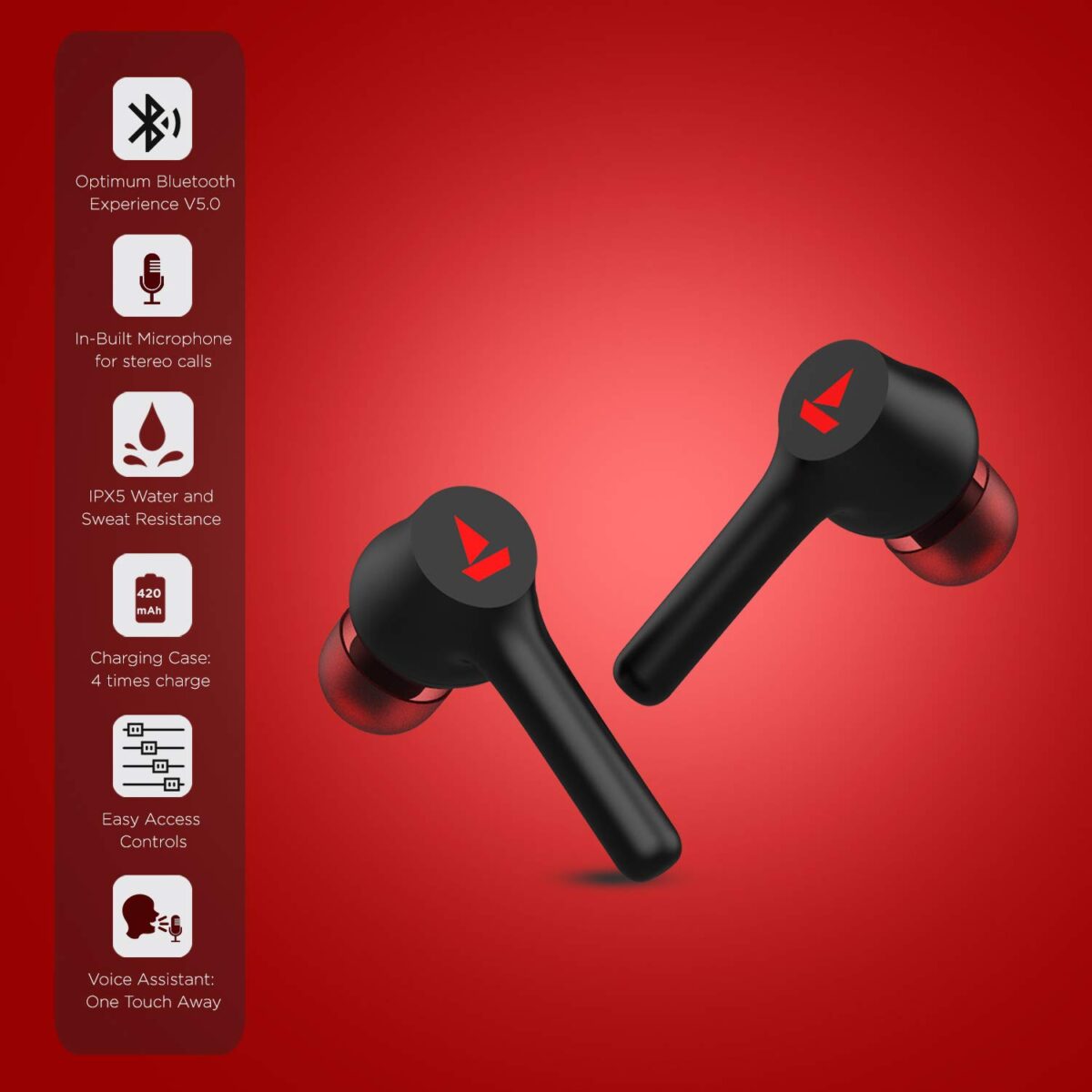 boAt Airdopes 281 Bluetooth Truly Wireless Earbuds with Mic(Active Black) - Image 7