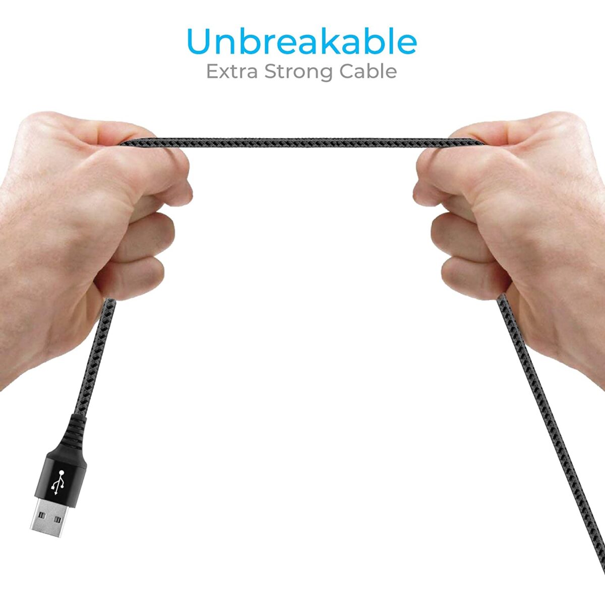 Ambrane Unbreakable 60W / 3A Fast Charging 1.5m Braided Type C Cable (Black) - Image 3