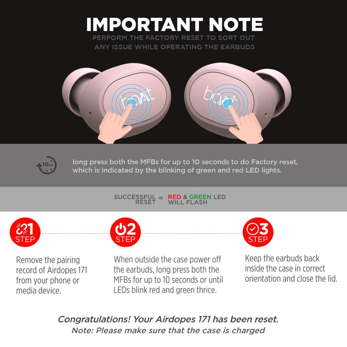boAt Airdopes 171 Bluetooth Truly Wireless Earbuds with Mic(Rose Gold) - Image 7
