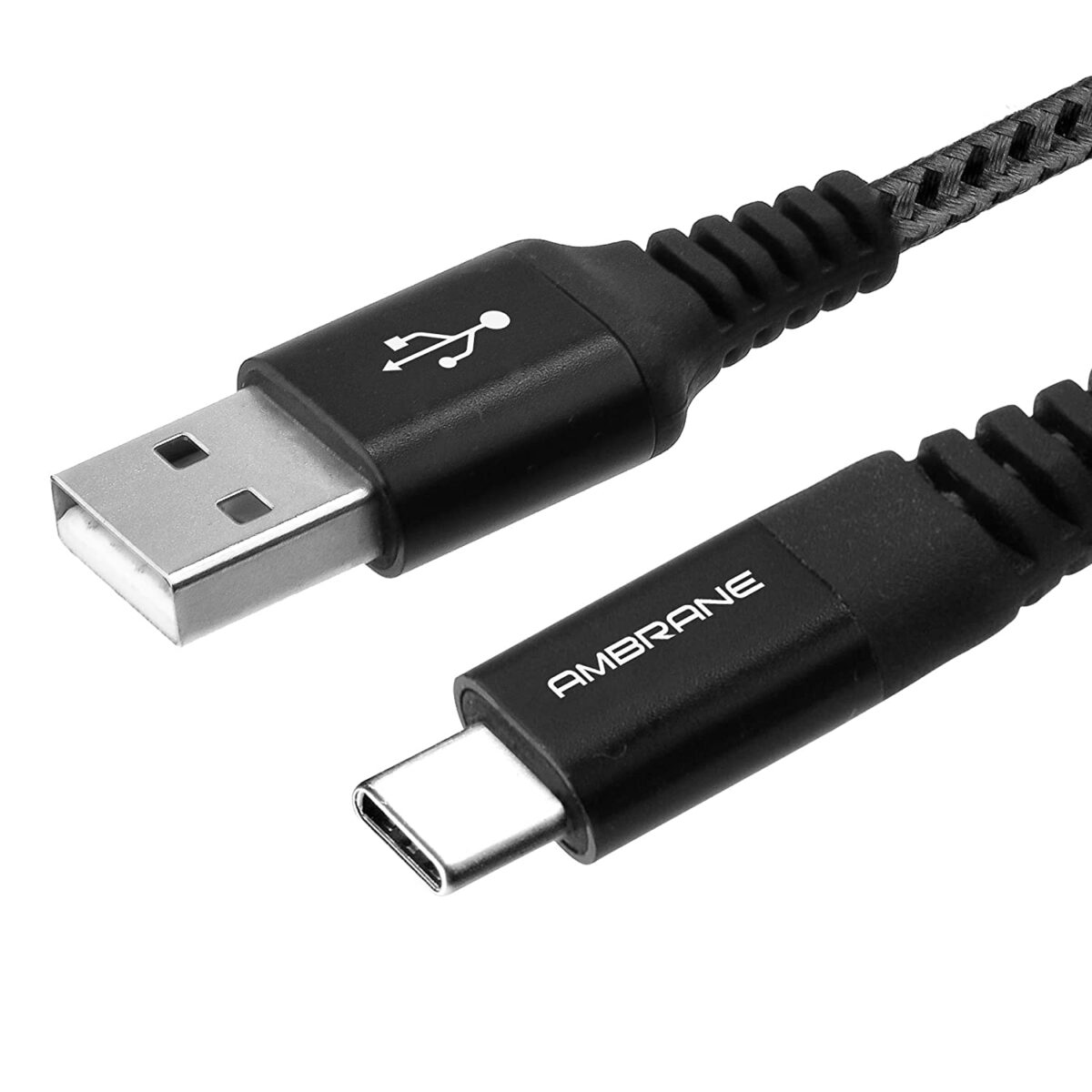 Ambrane Unbreakable 60W / 3A Fast Charging 1.5m Braided Type C Cable (Black) - Image 1