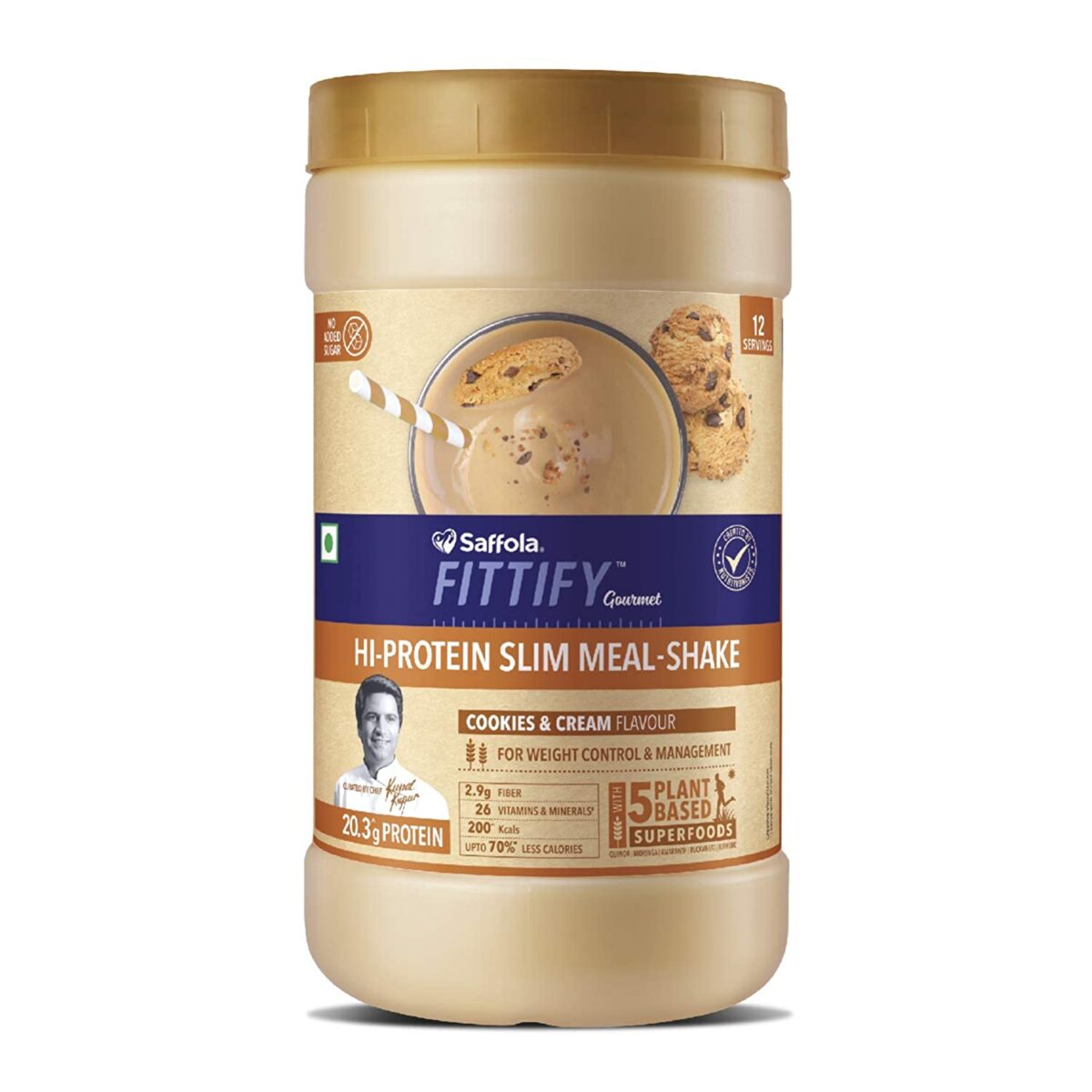 Saffola FITTIFY Gourmet Hi-Protein Slim Meal Shake - 420 gm , Cookies & Cream (Buy 1 Get 1 Free) - Image 2