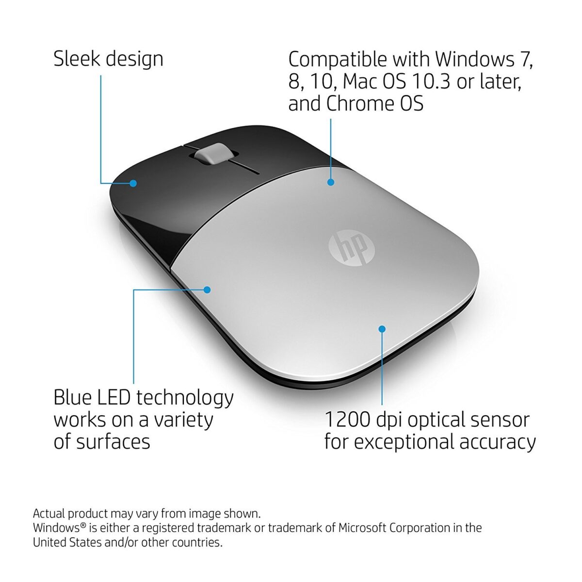 HP Z3700 Wireless Mouse (Silver) - Image 4