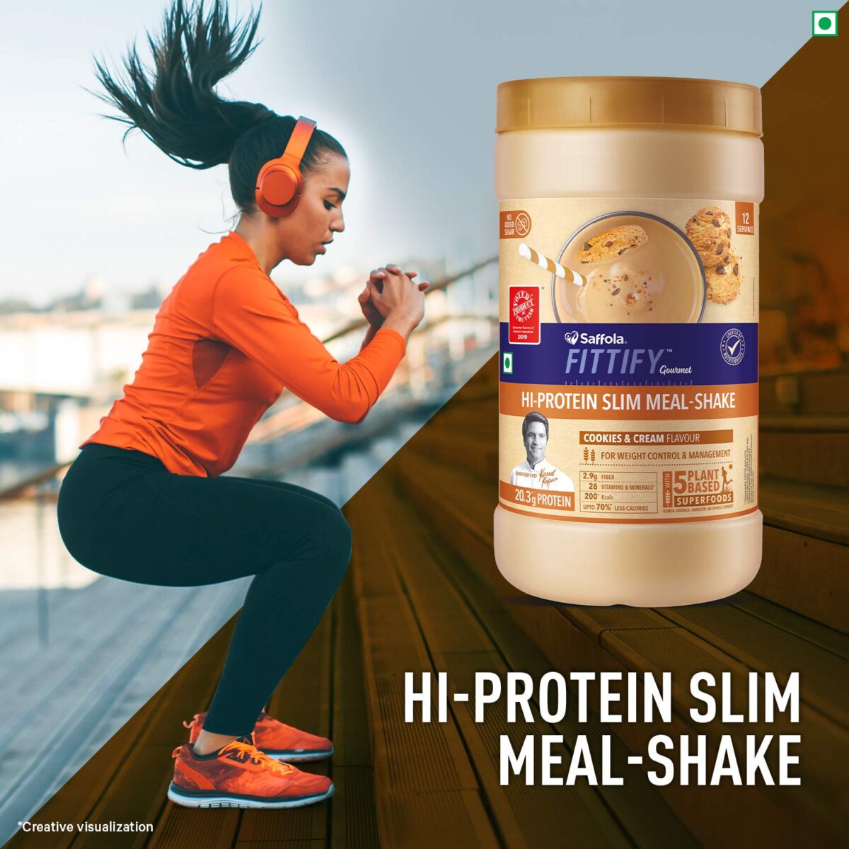 Saffola FITTIFY Gourmet Hi-Protein Slim Meal Shake - 420 gm , Cookies & Cream (Buy 1 Get 1 Free) - Image 4
