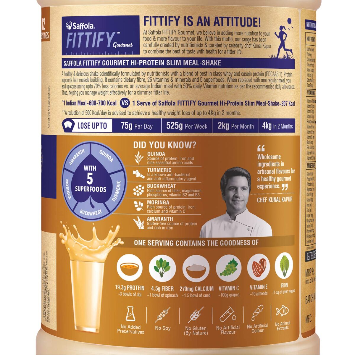 Saffola FITTIFY Gourmet Hi-Protein Slim Meal Shake - 420 gm , Coffee Caramel (Buy 1 Get 1 Free) - Image 4