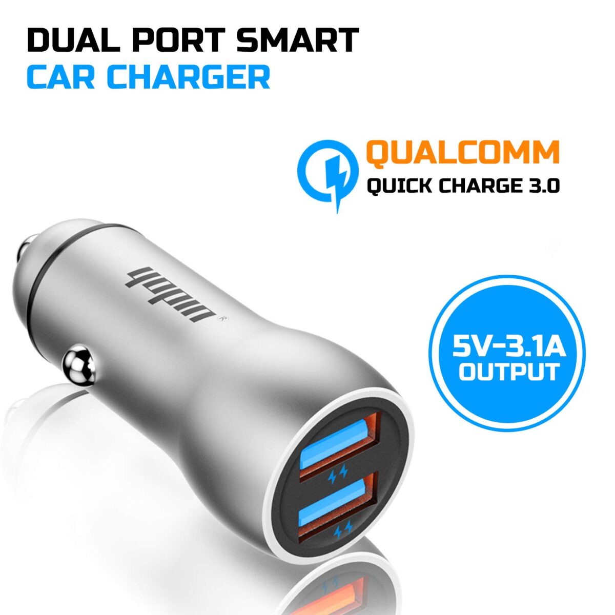 WeCool YOPIN Dual Port Quick Charging Smart Car Charger 3.0 (Grey) - Image 5