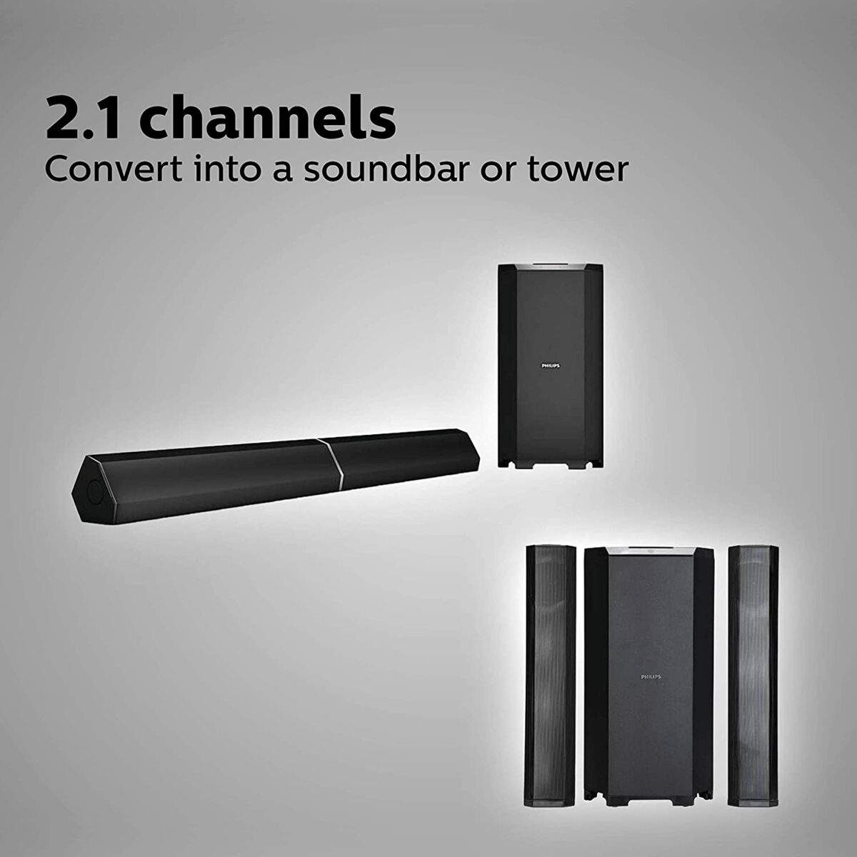 Philips MMS8085B/94 2.1 Channel Convertible Multimedia Speaker System, (Black) - Image 4