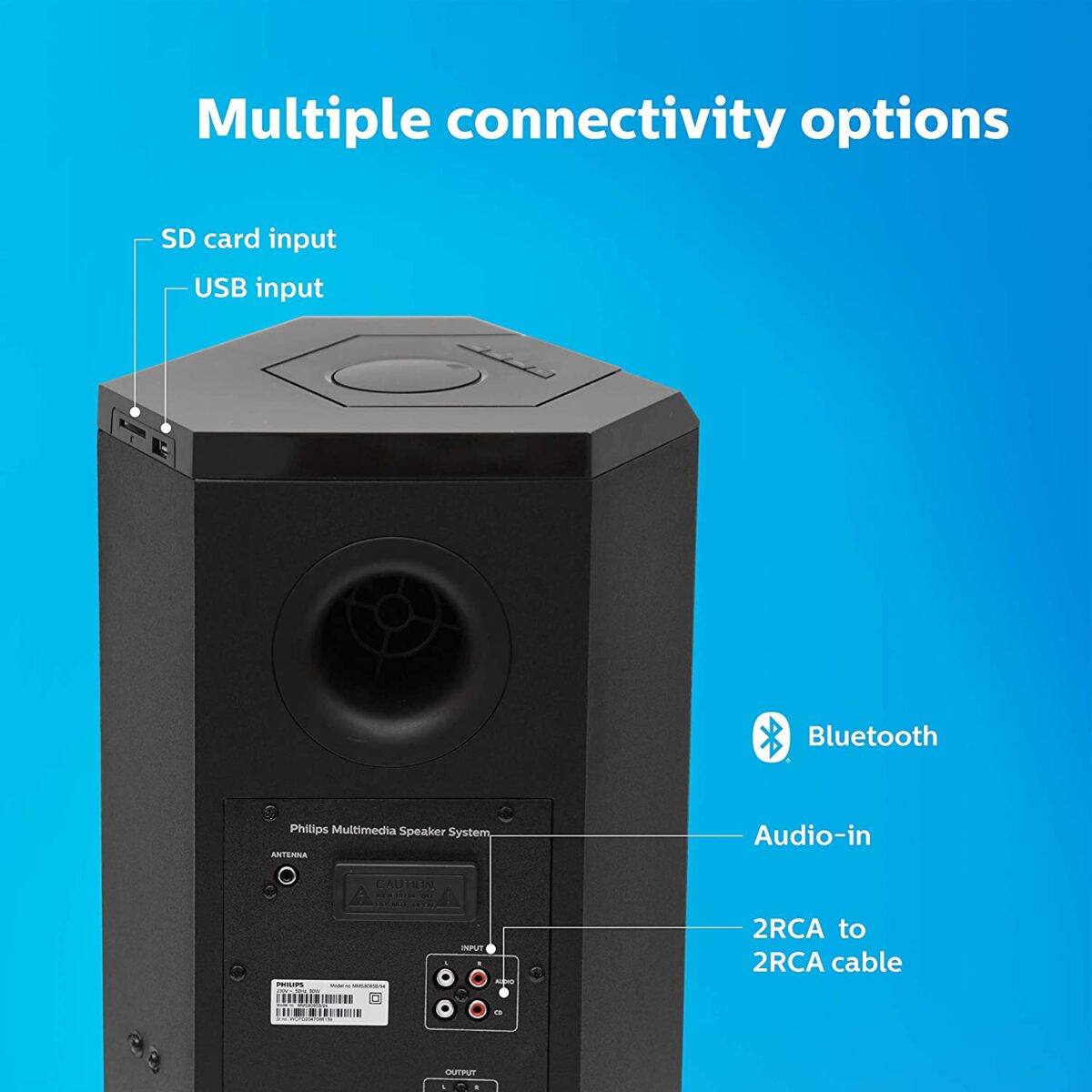 Philips MMS8085B/94 2.1 Channel Convertible Multimedia Speaker System, (Black) - Image 3