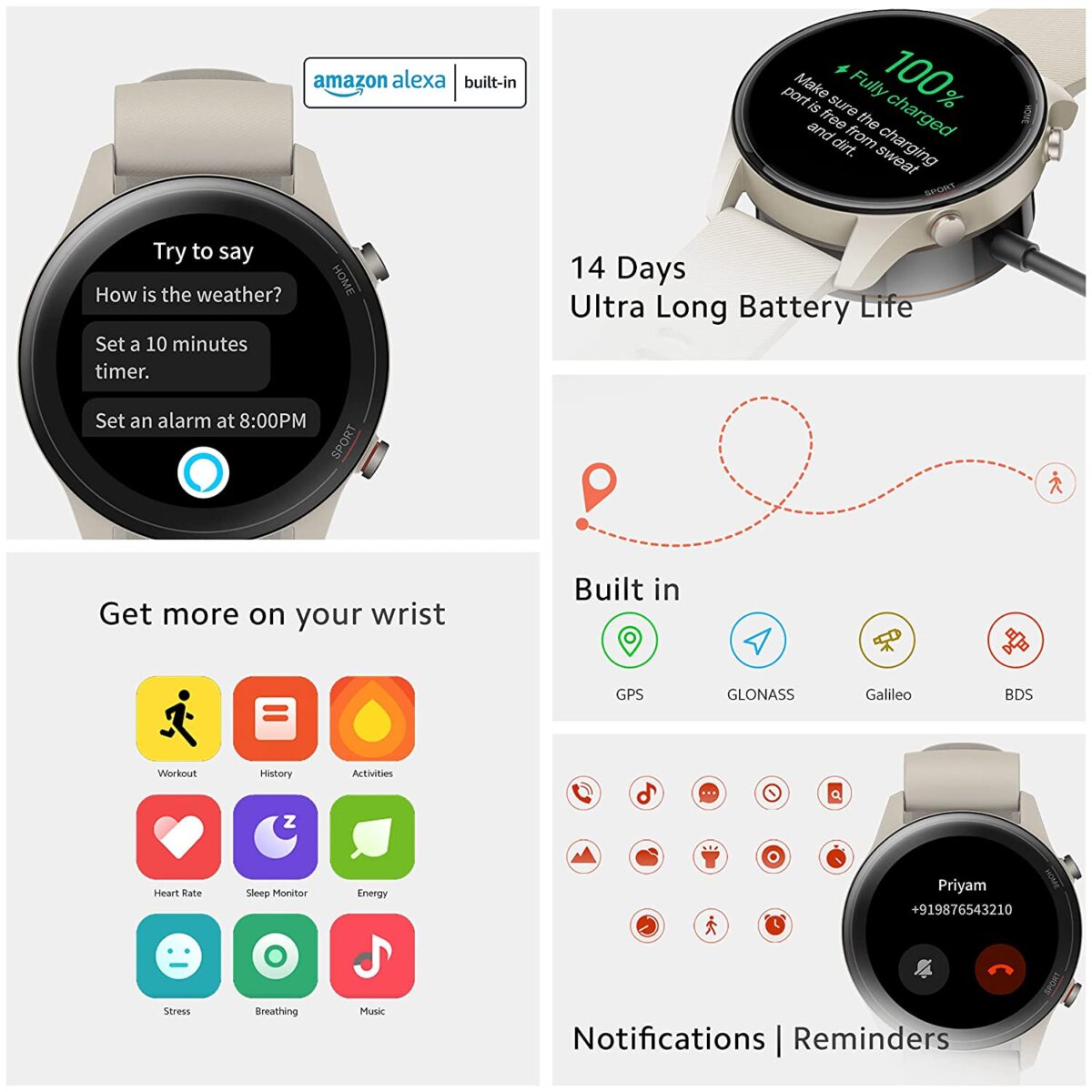Mi Watch Revolve Active, SpO2 and Sleep Monitor (Beige) - Image 5
