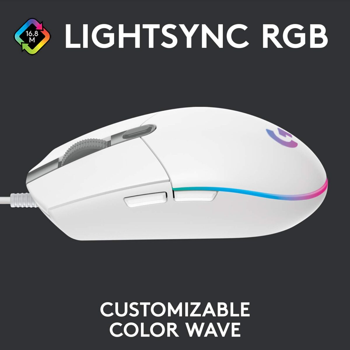 Logitech G102 Light Sync Gaming Mouse (White) - Image 8
