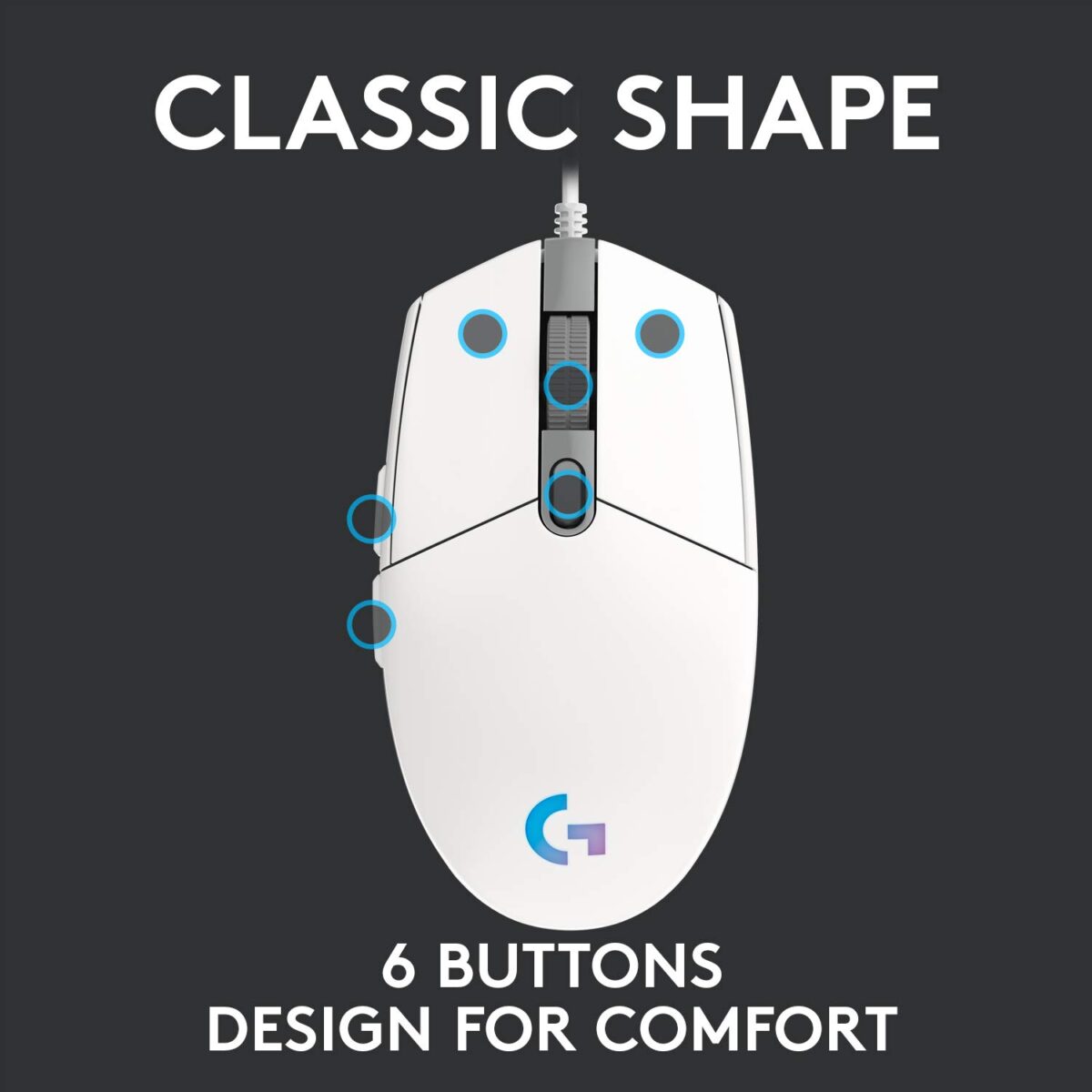 Logitech G102 Light Sync Gaming Mouse (White) - Image 6