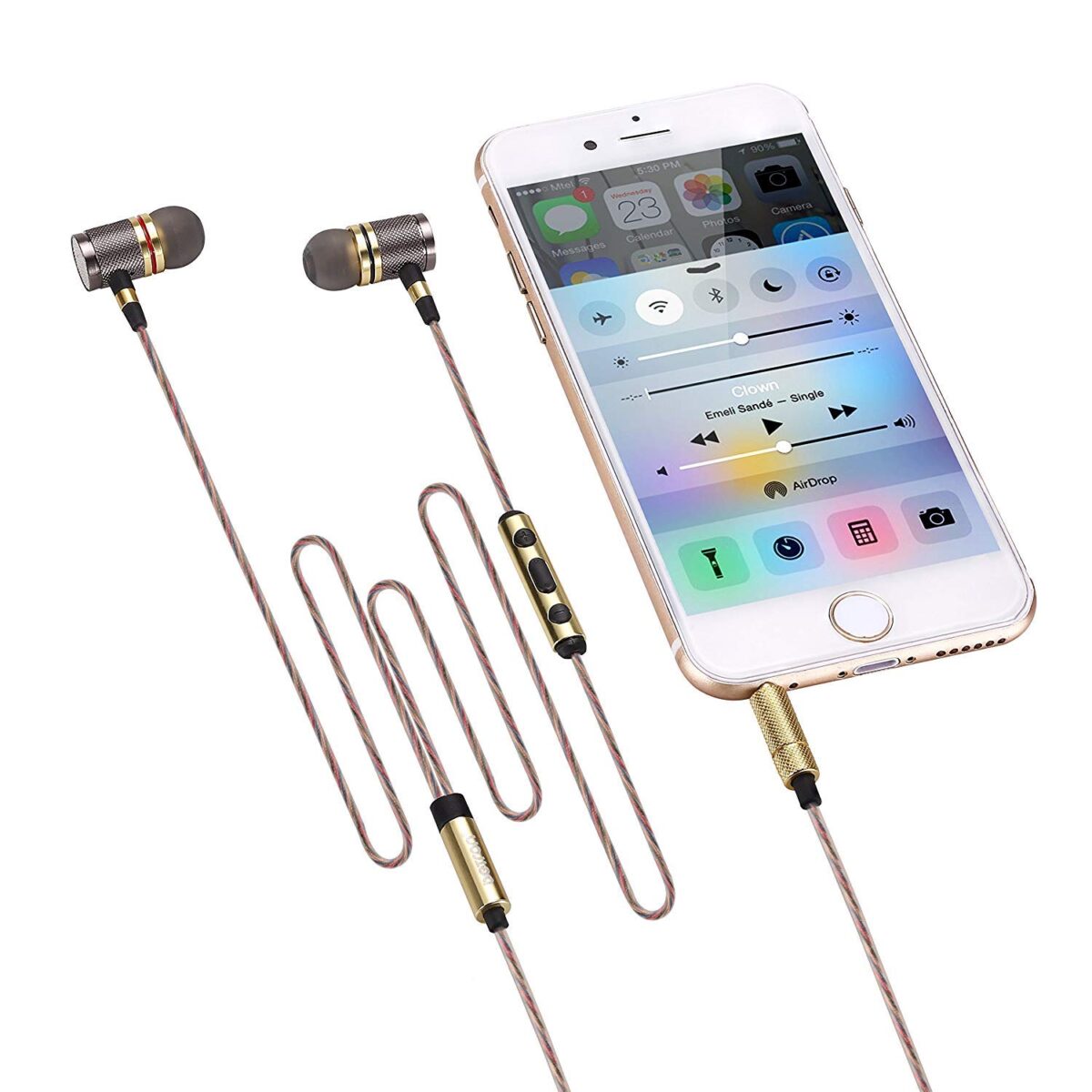 PTron Aristo in-Ear Wired Headphones with Mic (Gold) - Image 5