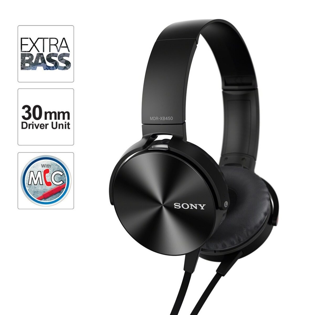 Sony MDR-XB450AP Wired Extra Bass On-Ear Headphones (Black) - Image 5