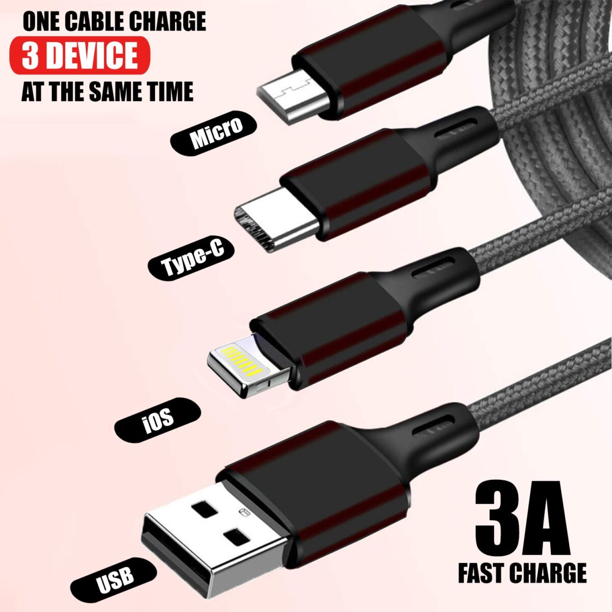 WeCool Nylon Braided Multifunction Fast Charging Cable - Image 5