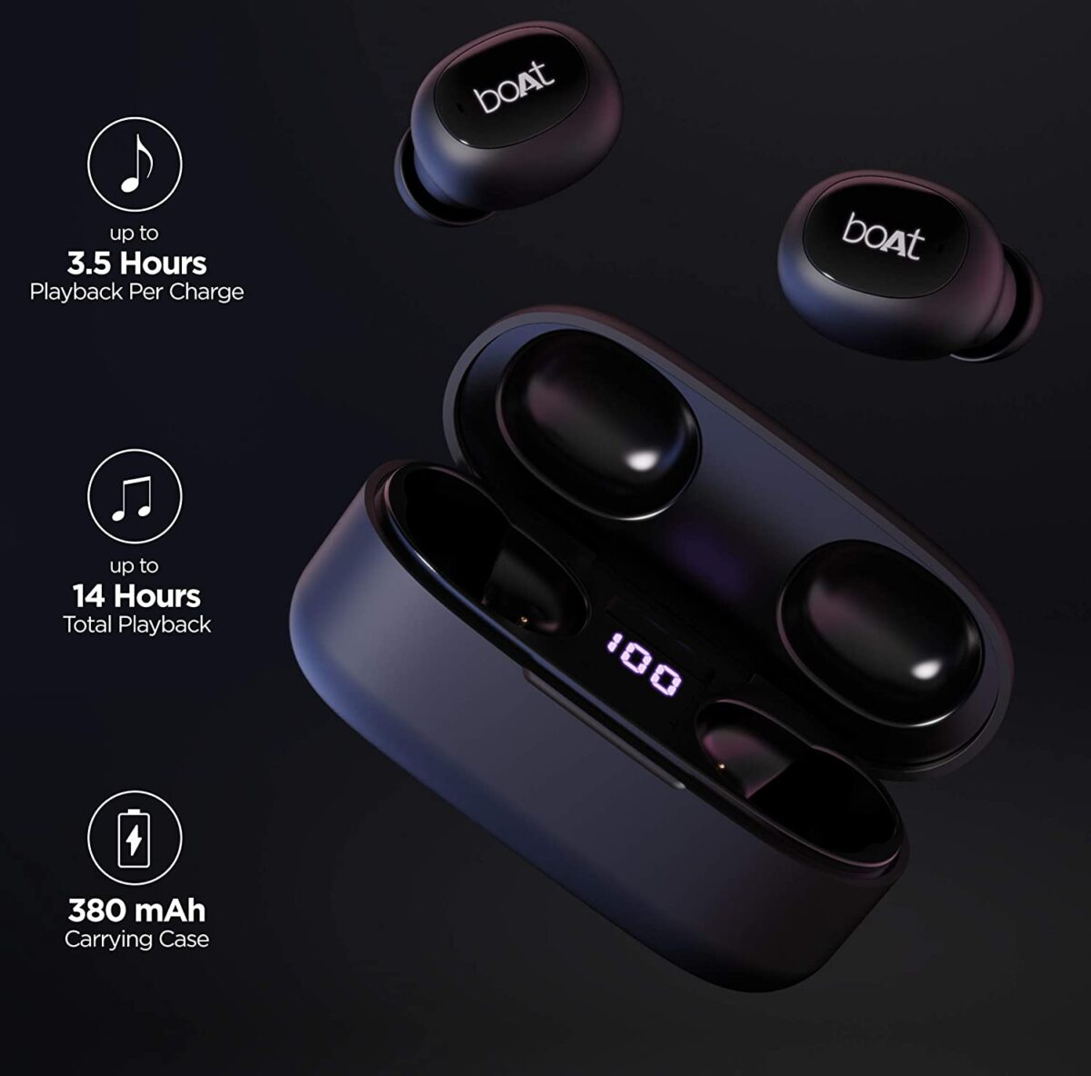 boAt Airdopes 121v2 True Buds Bluetooth V5.0 (Active Black) - Image 6