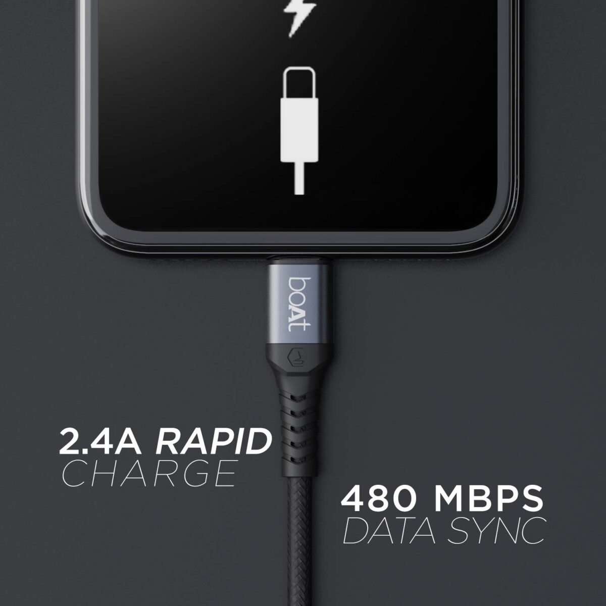 boAt LTG 200 Lightning Apple MFi Certified Cable (Mercurial Black) - Image 5