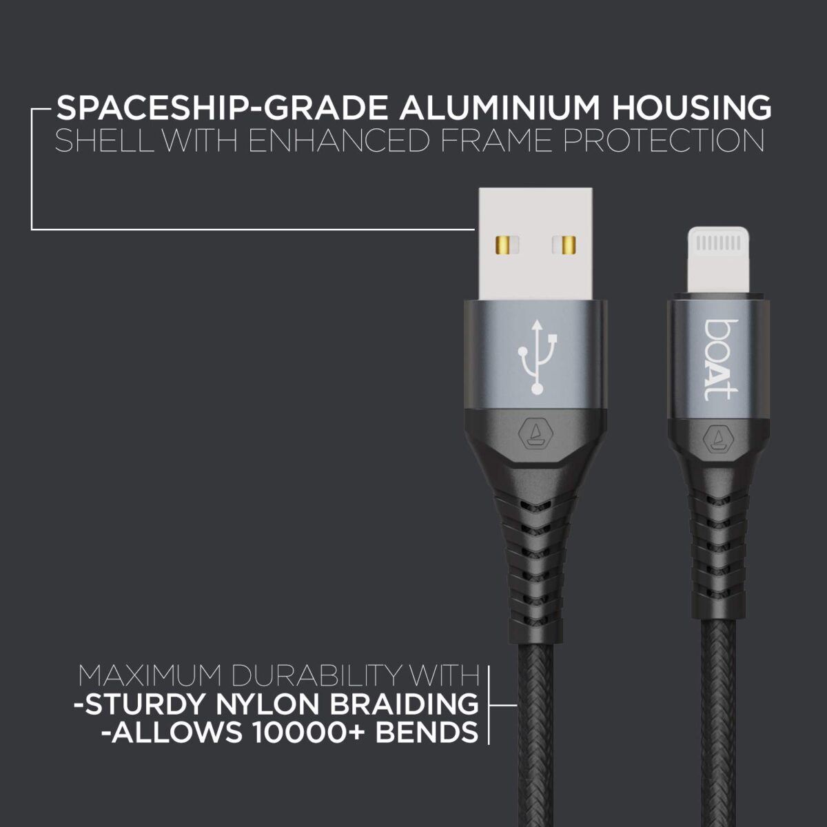 boAt LTG 200 Lightning Apple MFi Certified Cable (Mercurial Black) - Image 3