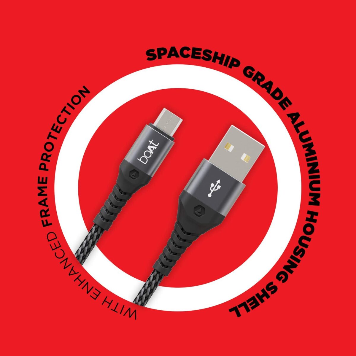 boAt Micro USB 550 Stress Resistant Cable (Mercurial Black) - Image 2