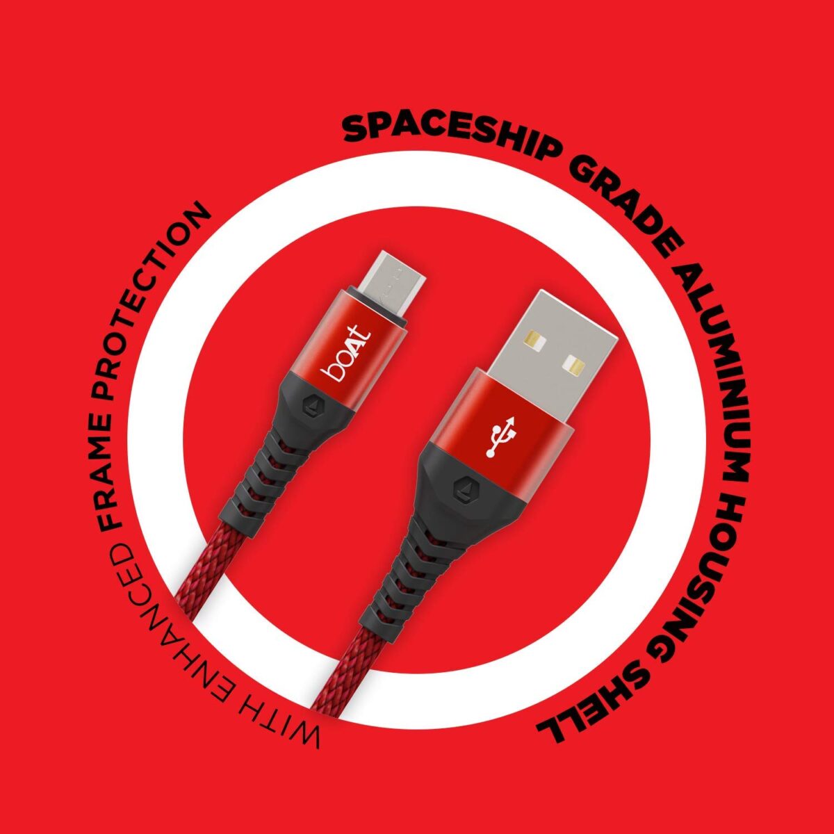 boAt Micro USB 550 Stress Resistant Cable (Martian Red) - Image 2