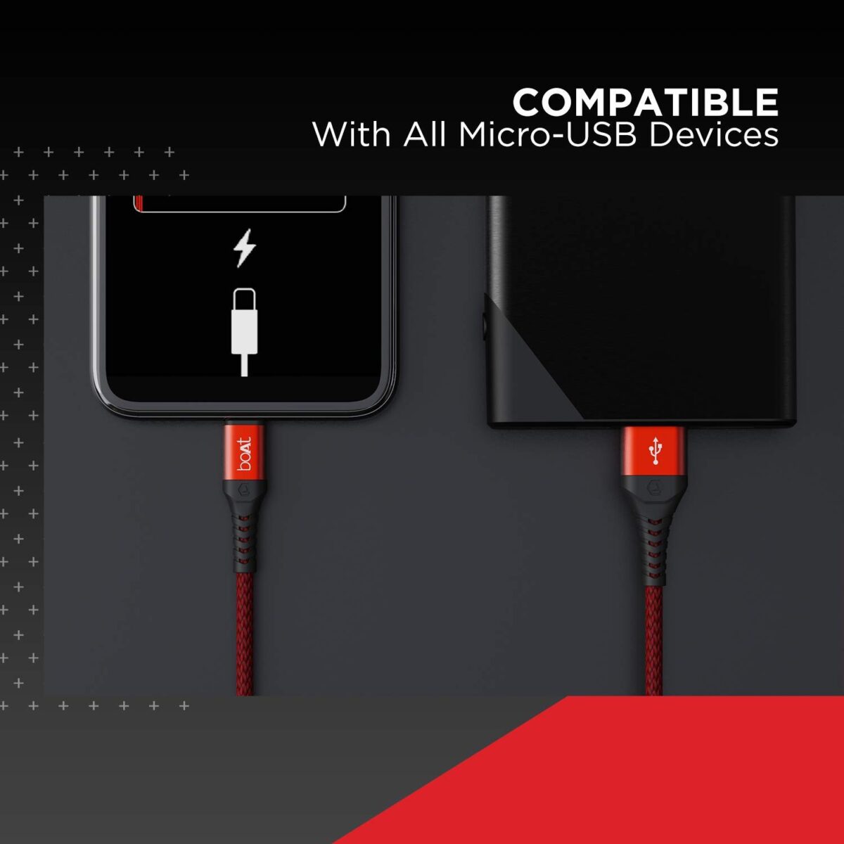 boAt Micro USB 550 Stress Resistant Cable (Martian Red) - Image 5