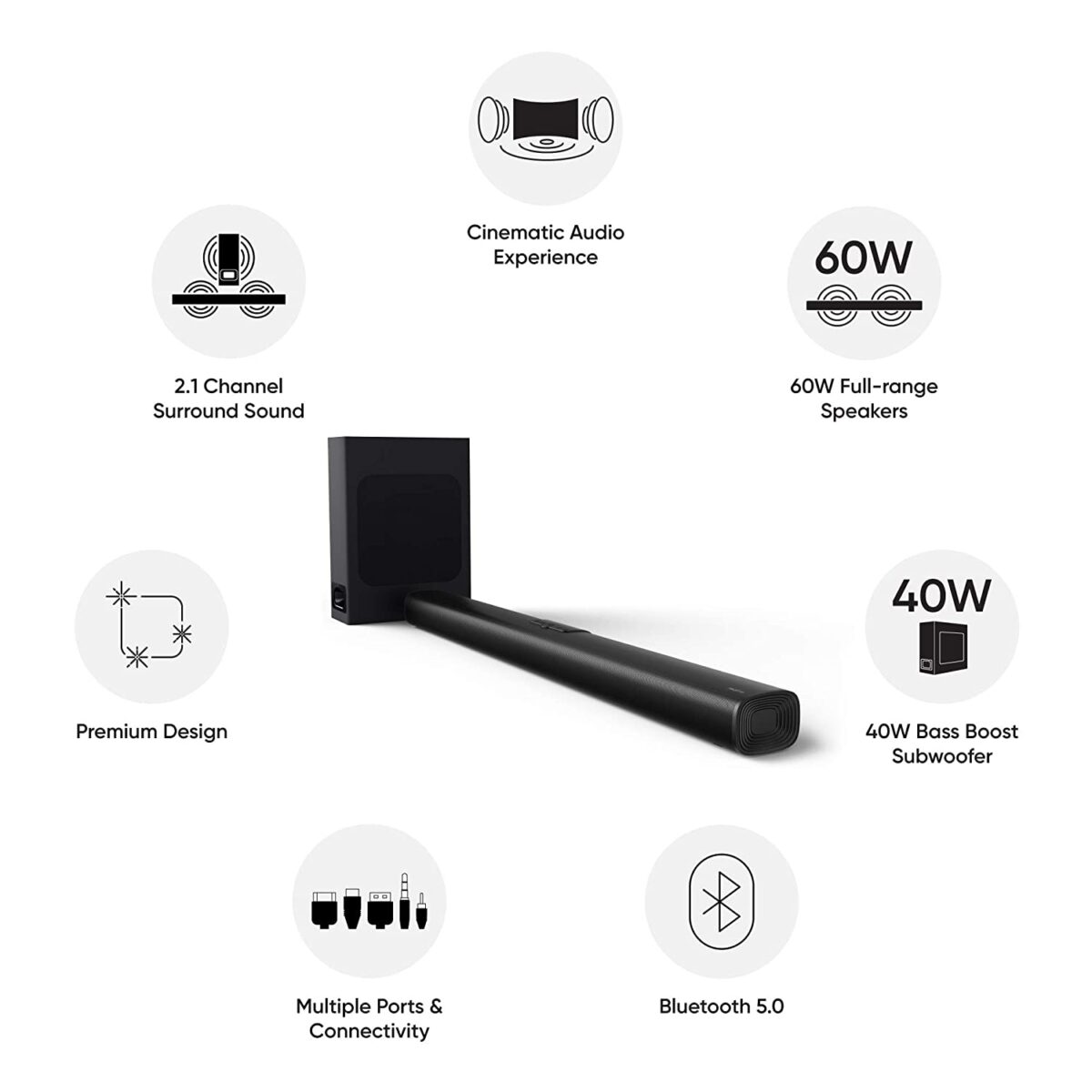 realme 100 W Bluetooth Soundbar (Black,2.1 Channel) - Image 7