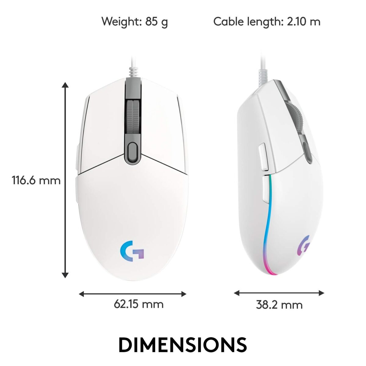 Logitech G102 Light Sync Gaming Mouse (White) - Image 2