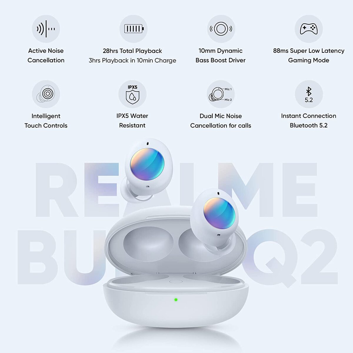 realme Buds Q2 with ANC True Wireless Earbuds (Grey) - Image 6