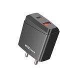 Portronics Adapto 22 Quick Charger USB Wall Adapter  Quick Charging USB Port + 18W PD Output for All iOS & Android Devices (Black)