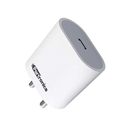 Portronics Adapto 20 Type -C 20W Fast Charger -(White)