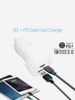 Portronics Car Charger Dual USB With Type -C Ports (White) - Image 3