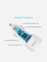 Portronics Car Charger Dual USB With Type -C Ports (White) - Image 2