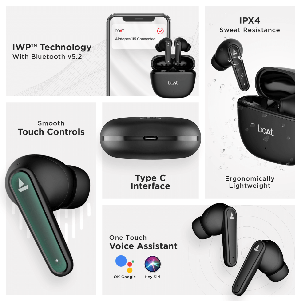 boAt Airdopes 113 True Wireless Earbuds ( Black) - Image 6