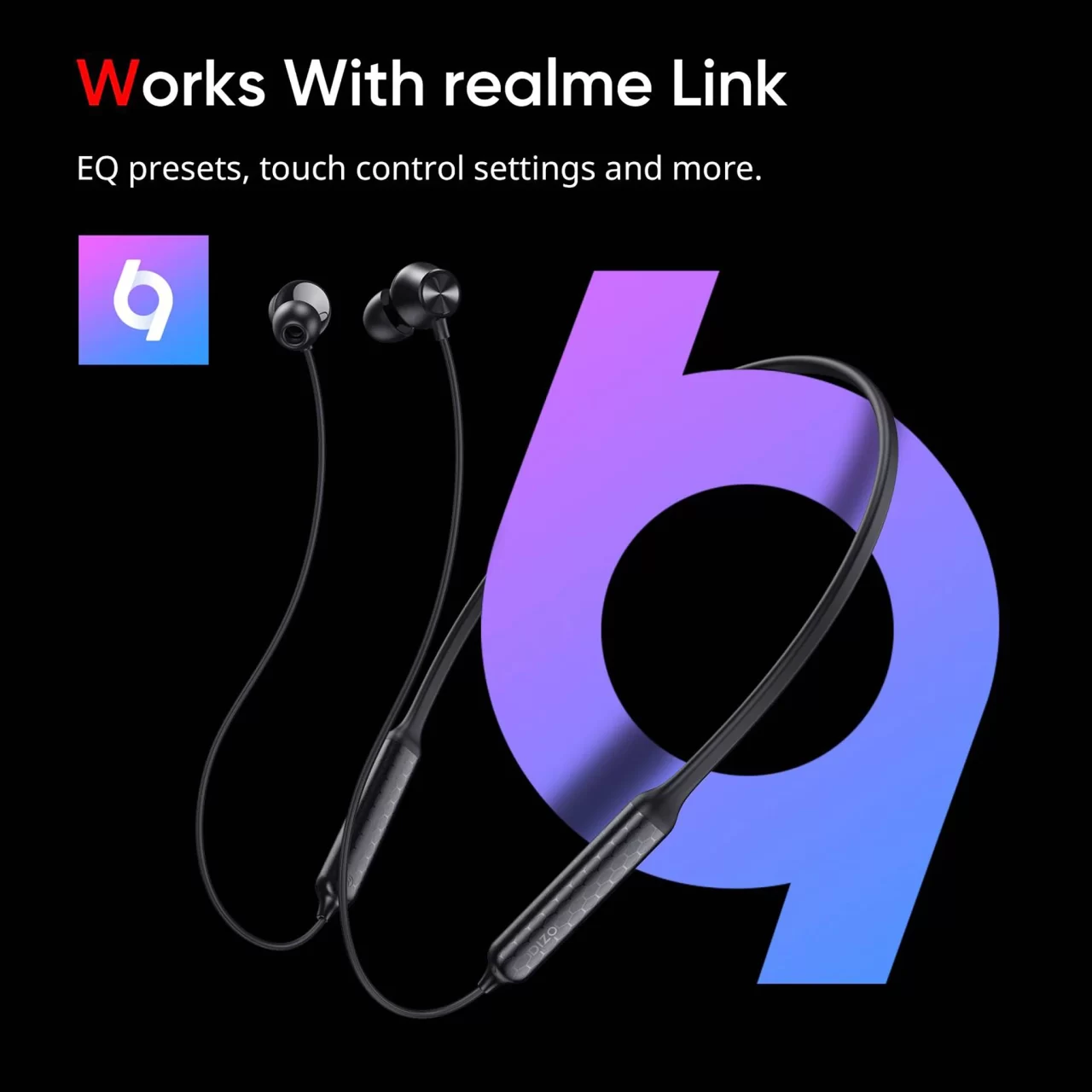 Dizo by realme TechLife Wireless Power DA2125 Neckband (Black) - Image 4